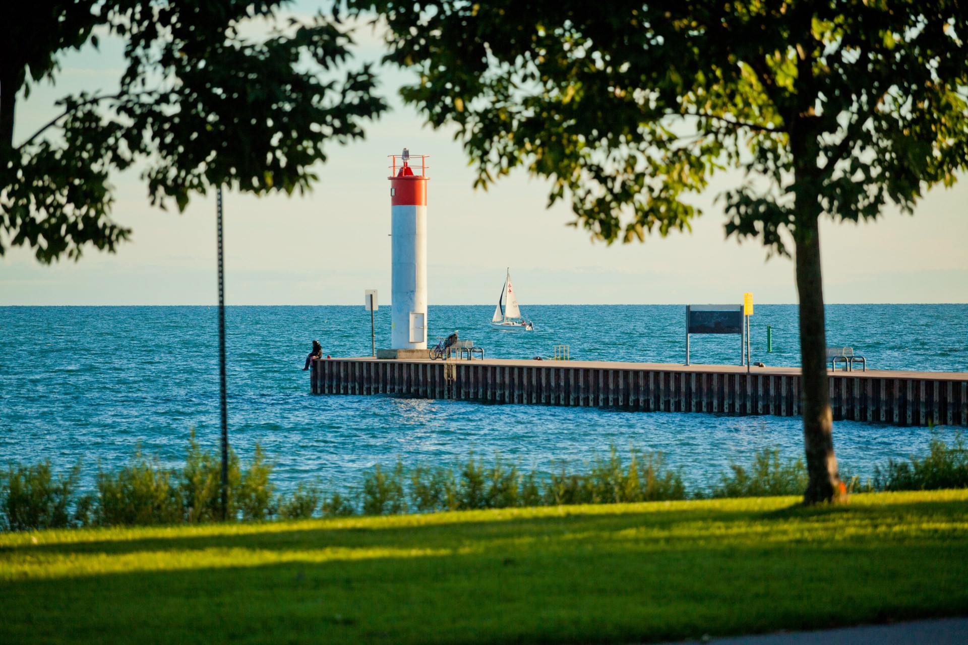 Lighthouse at waterfront in Oshawa Ontario