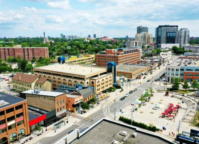 An Aerial View Of Waterloo, Ontario, Canada On A Beautiful Day